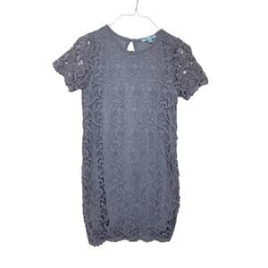 She + Sky womens small lavender lace overlay purple dress guest church shift pu